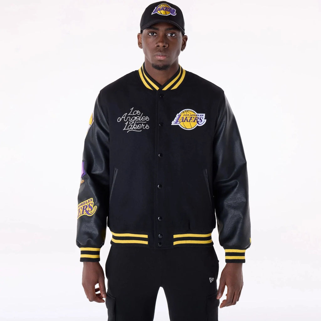 New Era NBA Los Angeles Lakers Patch Varsity Jacket 'Black'