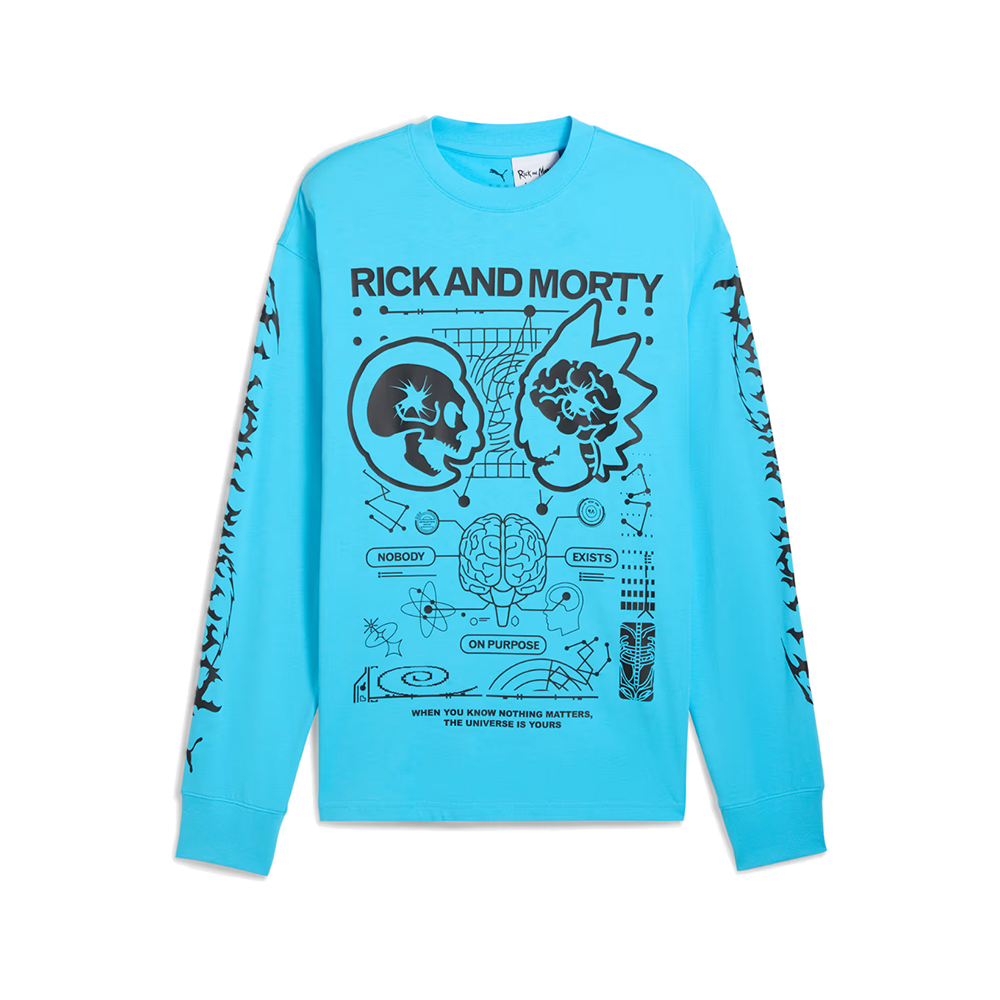 Puma Hoops x Rick And Morty Long Sleeve Basketball Tee T-shirt 'Bright Aqua'