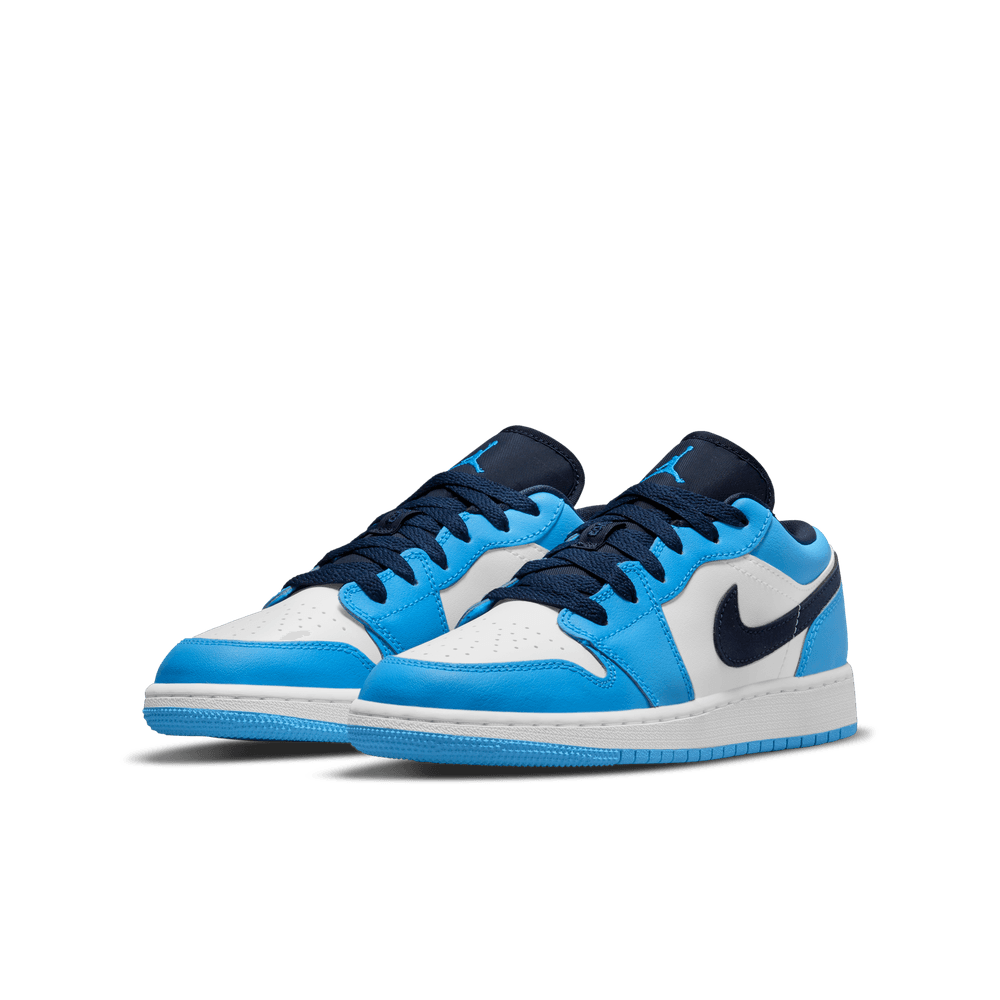 Air Jordan 1 Low Big Kids' Shoes (GS) 'White/Powder Blue/Black'