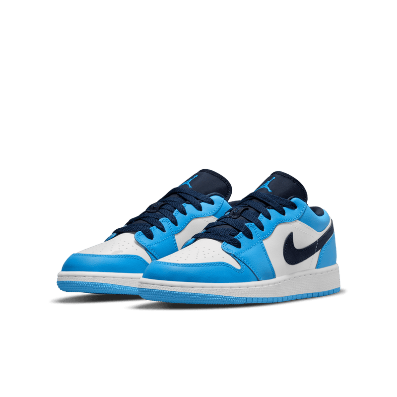 Air Jordan 1 Low Big Kids' Shoes (GS) 'White/Powder Blue/Black'