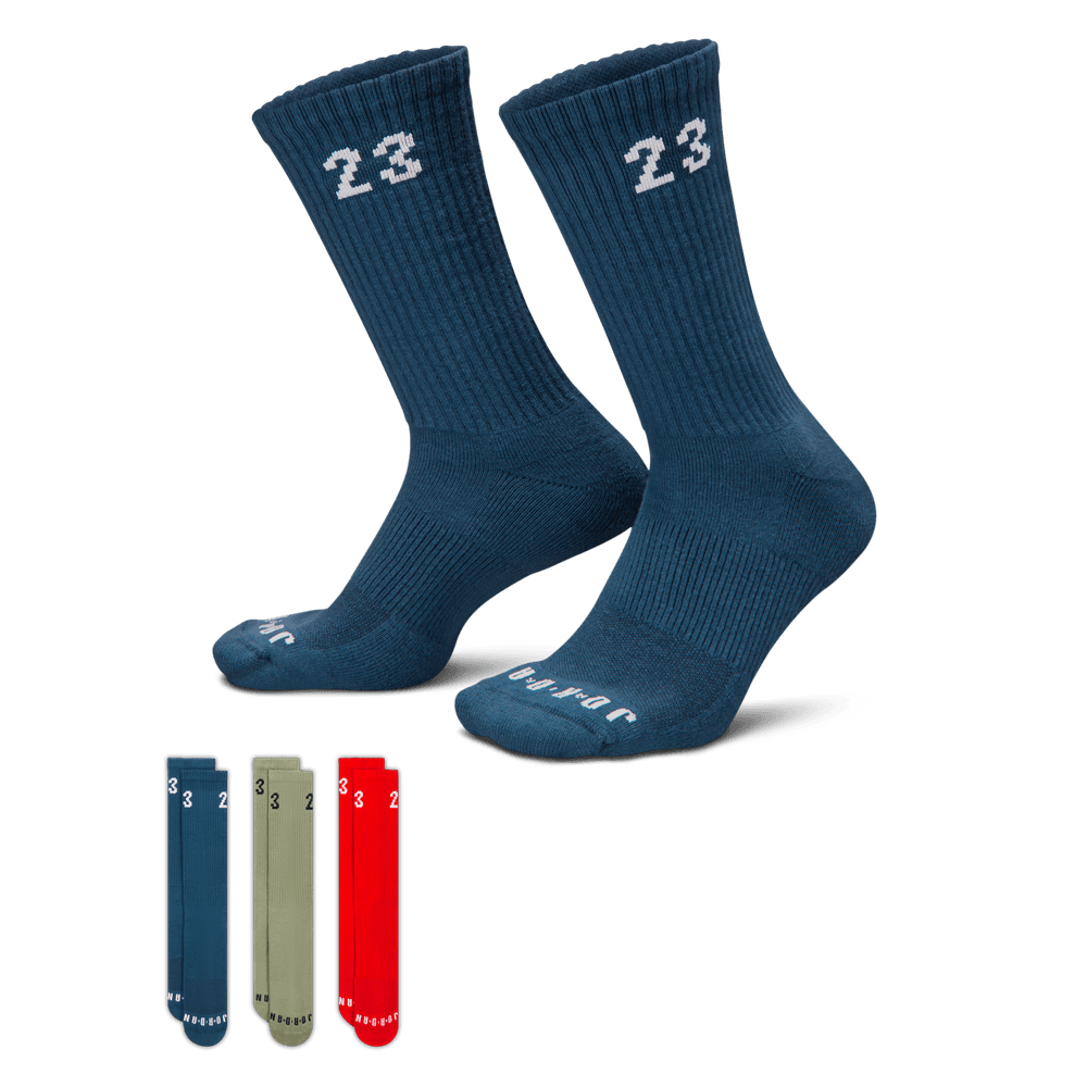 Jordan Essentials Crew Socks (3 Pairs) 'Blue/Jade/Red'