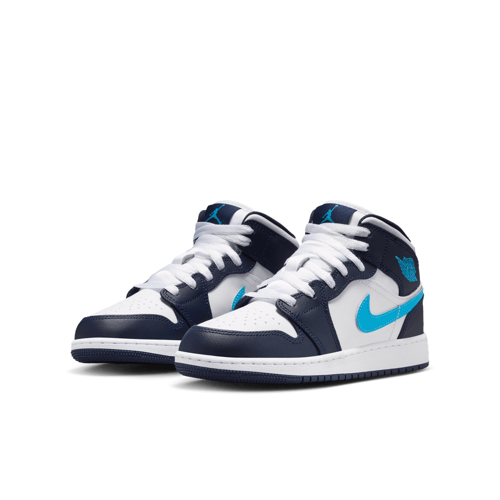 Air Jordan 1 Mid Big Kids' Shoes (GS) 'Obsidian/Powder Blue'