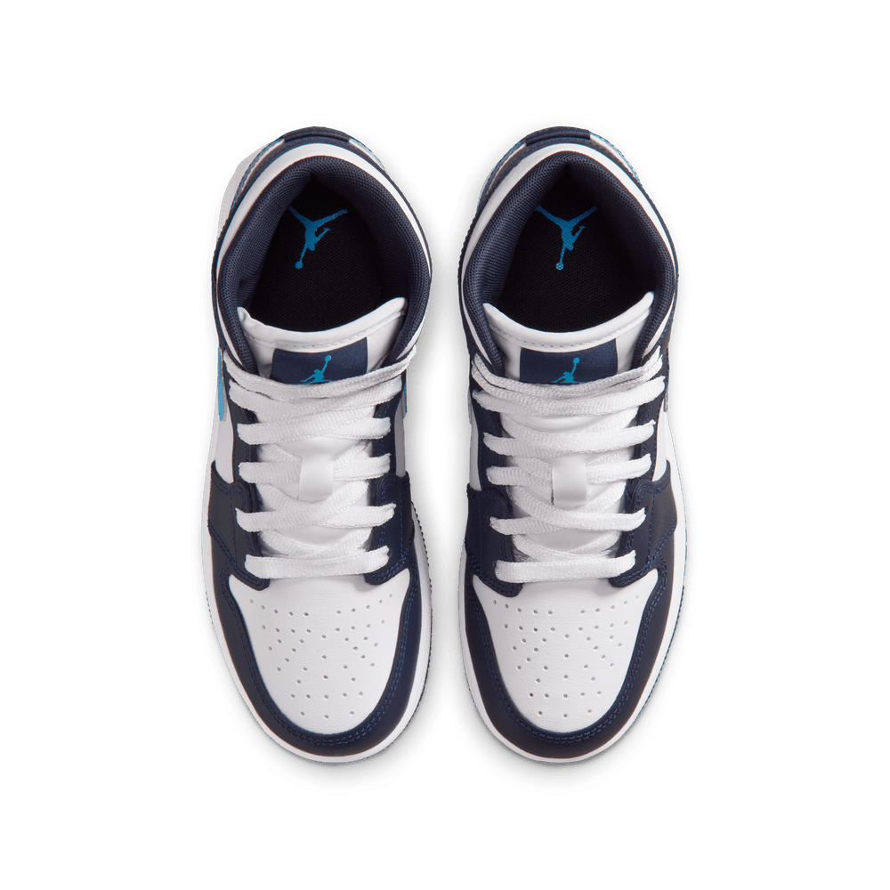 Air Jordan 1 Mid Big Kids' Shoes (GS) 'Obsidian/Powder Blue'