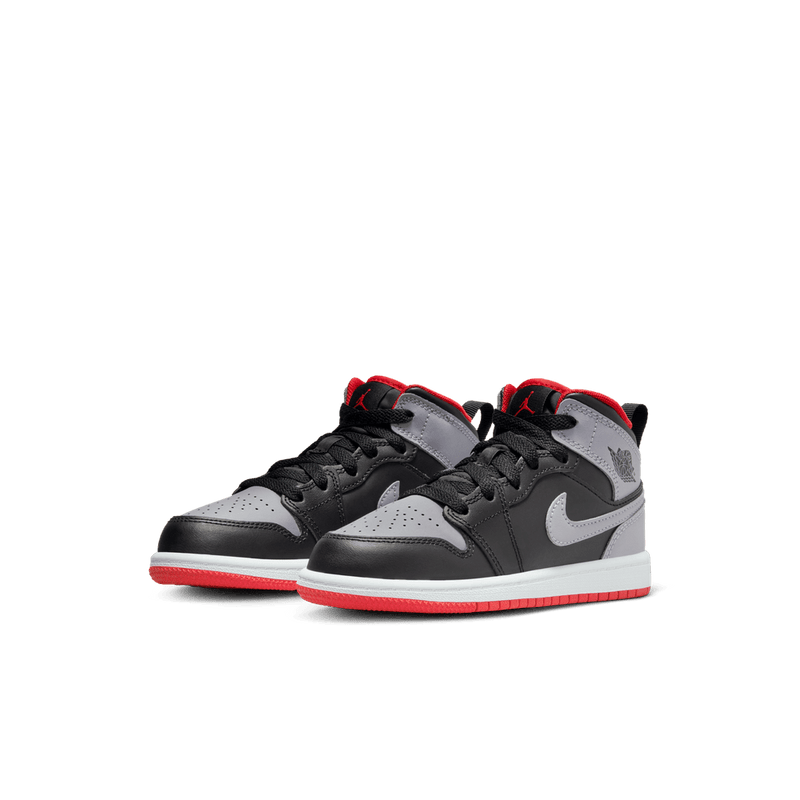 Jordan 1 Mid Little Kids' Shoes (PS) 'Black/Grey/Red'