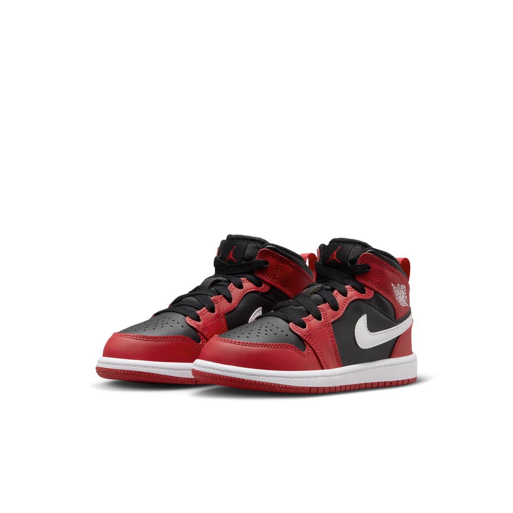 Jordan 1 Mid Little Kids' Shoes (PS) 'Black/Red/White'