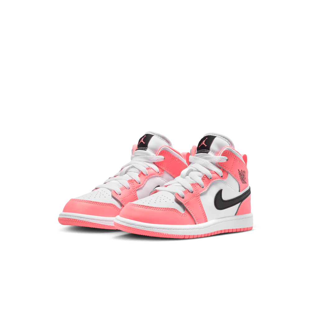 Jordan 1 Mid Little Kids' Shoes (PS) 'Pink Gaze/Black/White'