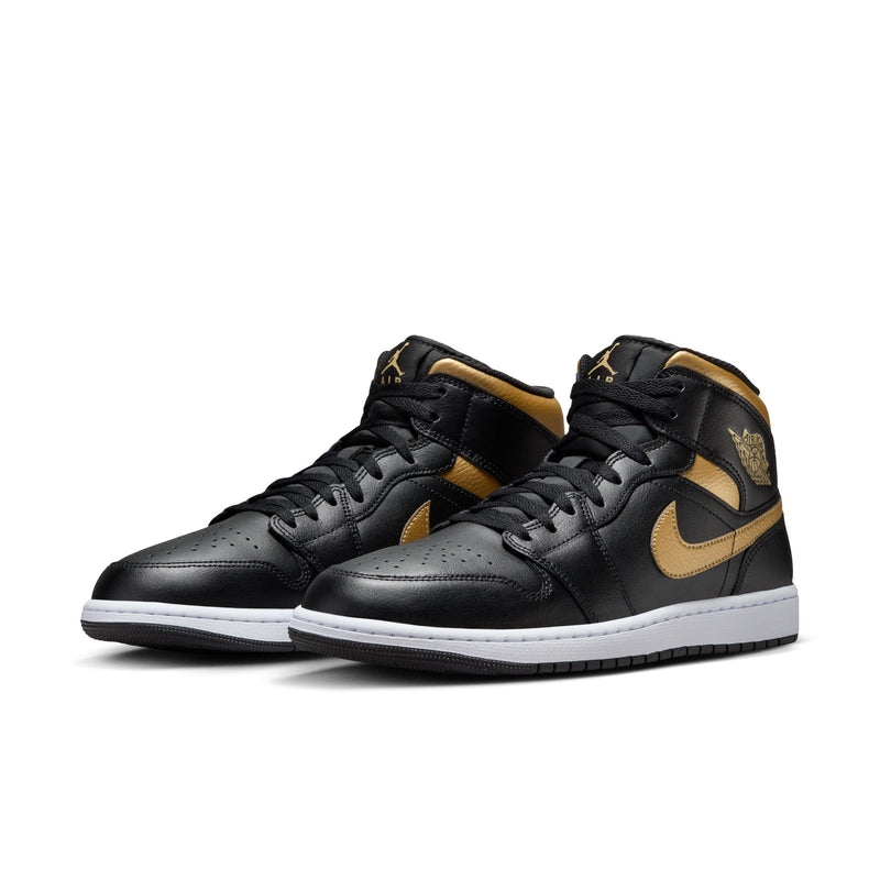 Air Jordan 1 Mid Men's Shoes 'Black/Gold/White'