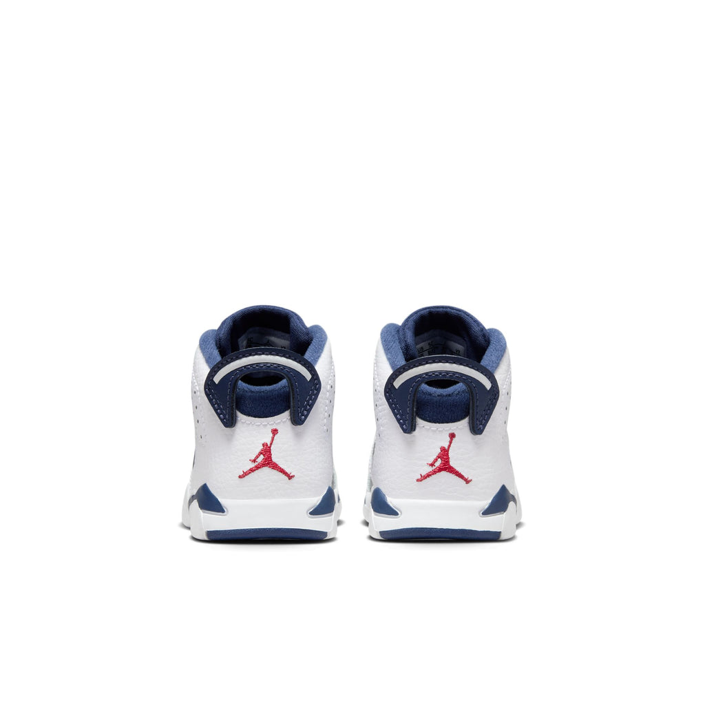 Jordan 6 Retro "White and Midnight Navy" Baby/Toddler Shoes (TD) 'White/Navy/Red'