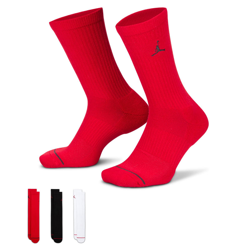 Jordan Everyday Crew Socks (3 pairs) 'Black/White/Red'