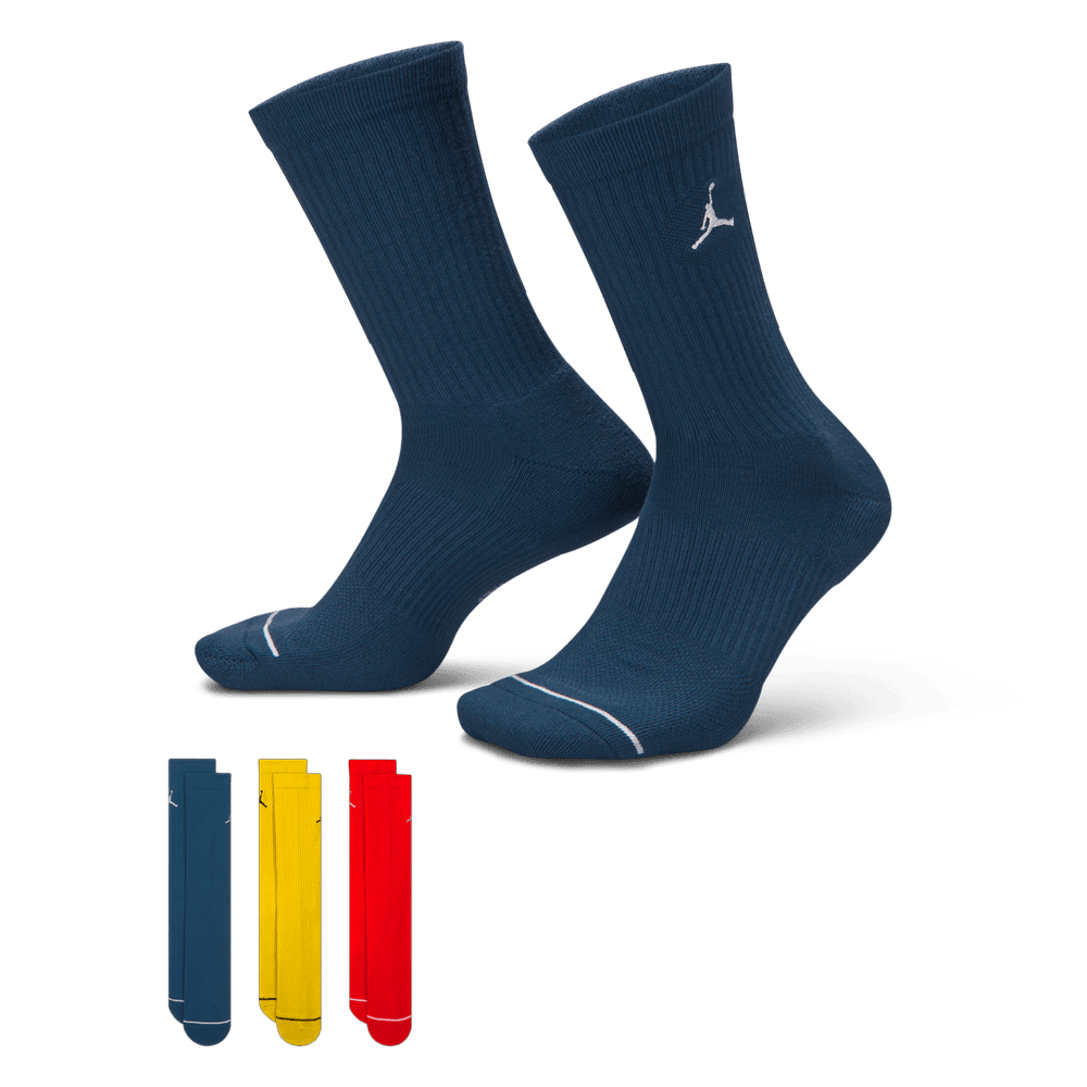 Jordan Everyday Crew Socks (3 pairs) 'Blue/Citron/Red'