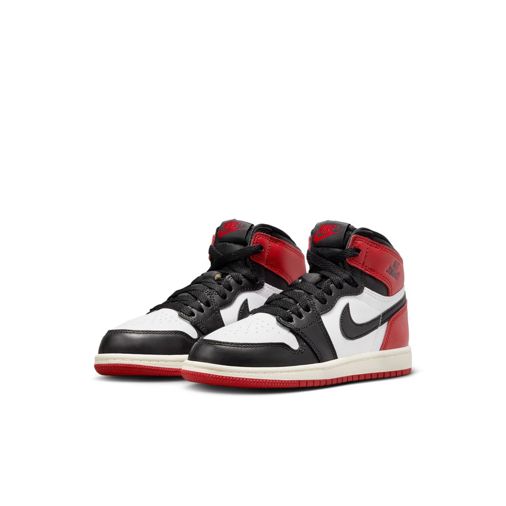 Jordan 1 Retro High OG "Black Toe" Little Kids' Shoes (PS) 'White/Black/Red/Sail'