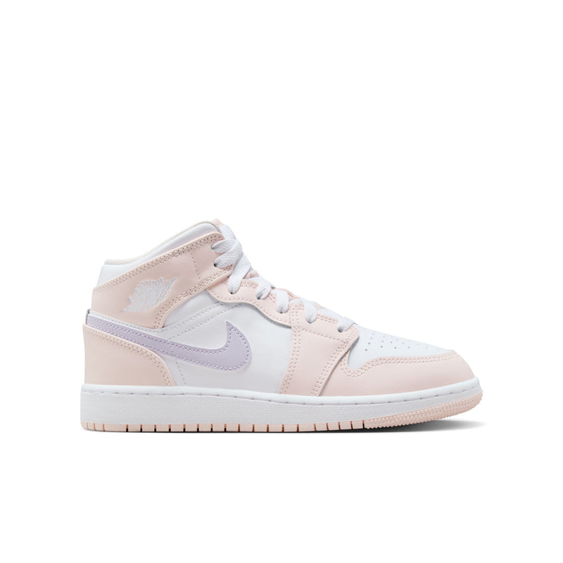 Air Jordan 1 Mid Big Kids' Shoes (GS)'Pink/Violet/White'