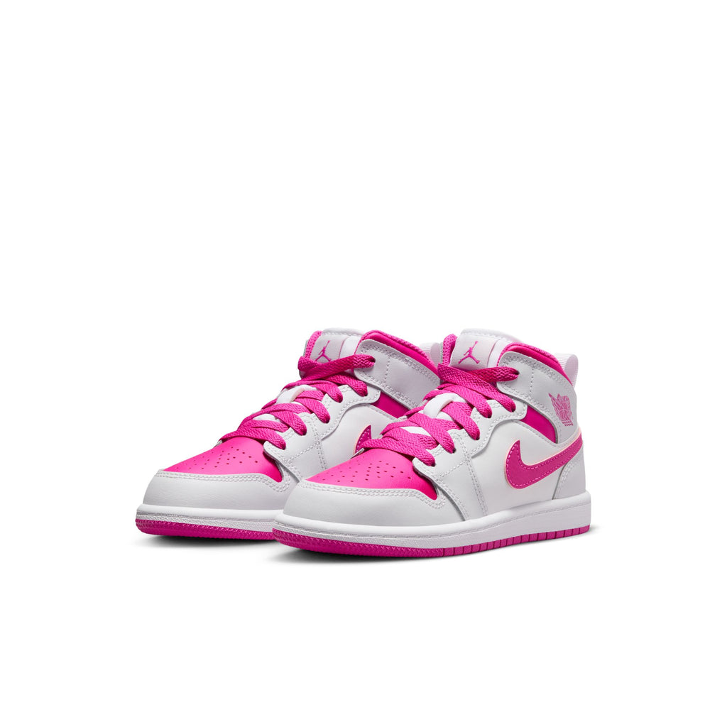 Jordan 1 Mid Little Kids' Shoes (PS) 'Iris Whisper/White/Pink'