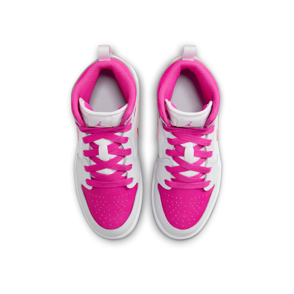 Jordan 1 Mid Little Kids' Shoes (PS) 'Iris Whisper/White/Pink'