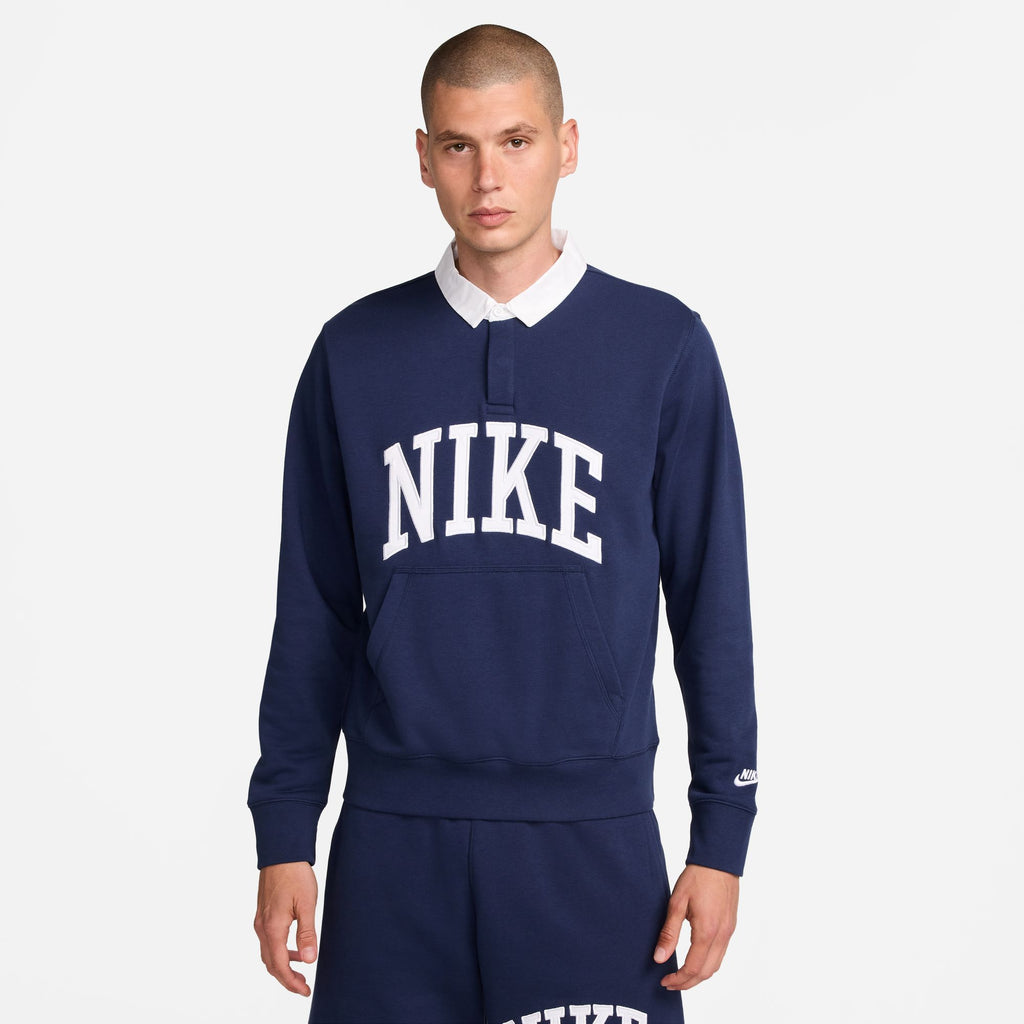 Nike Club Fleece Men's Long-Sleeve Fleece Polo 'Navy/White'