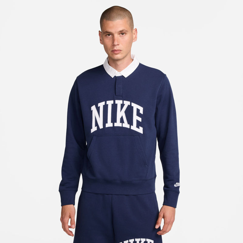 Nike Club Fleece Men's Long-Sleeve Fleece Polo 'Navy/White'