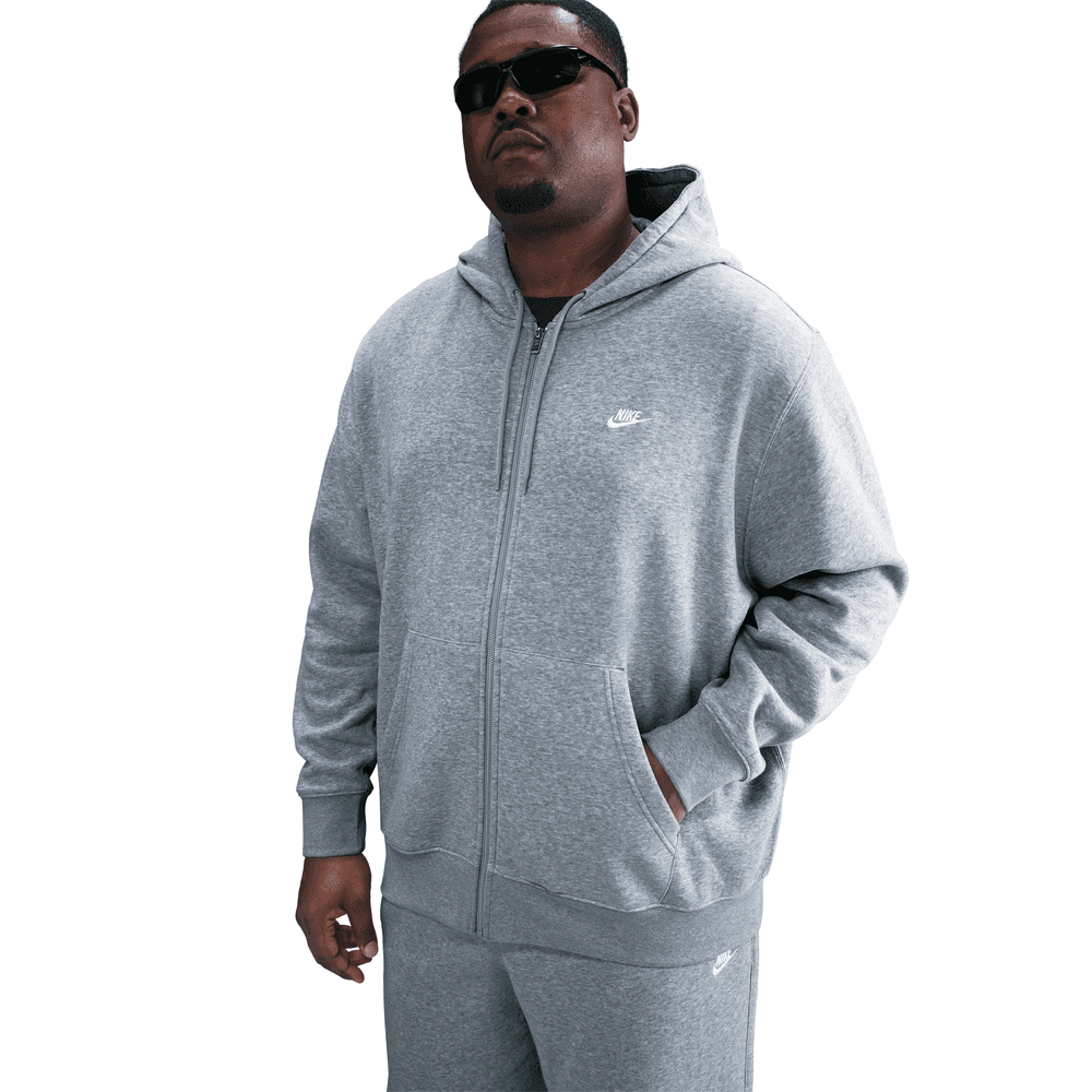 Nike Club Men's Full-Zip Fleece Hoodie 'Grey Heather'