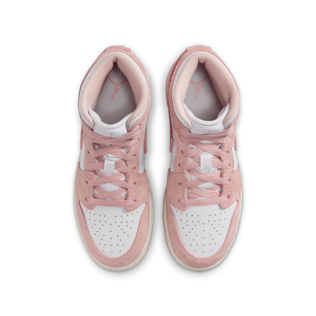 Air Jordan 1 Mid SE Big Kids' Shoes (GS) 'White/Legend Pink'