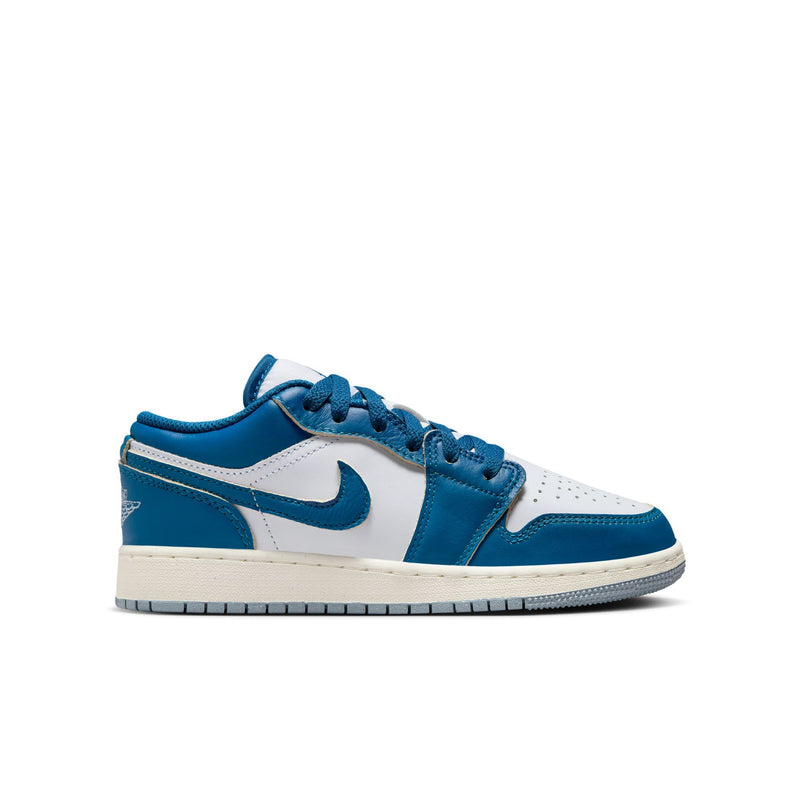 Air Jordan 1 Low SE Big Kids' Shoes (GS) 'White/Industrial Blue'