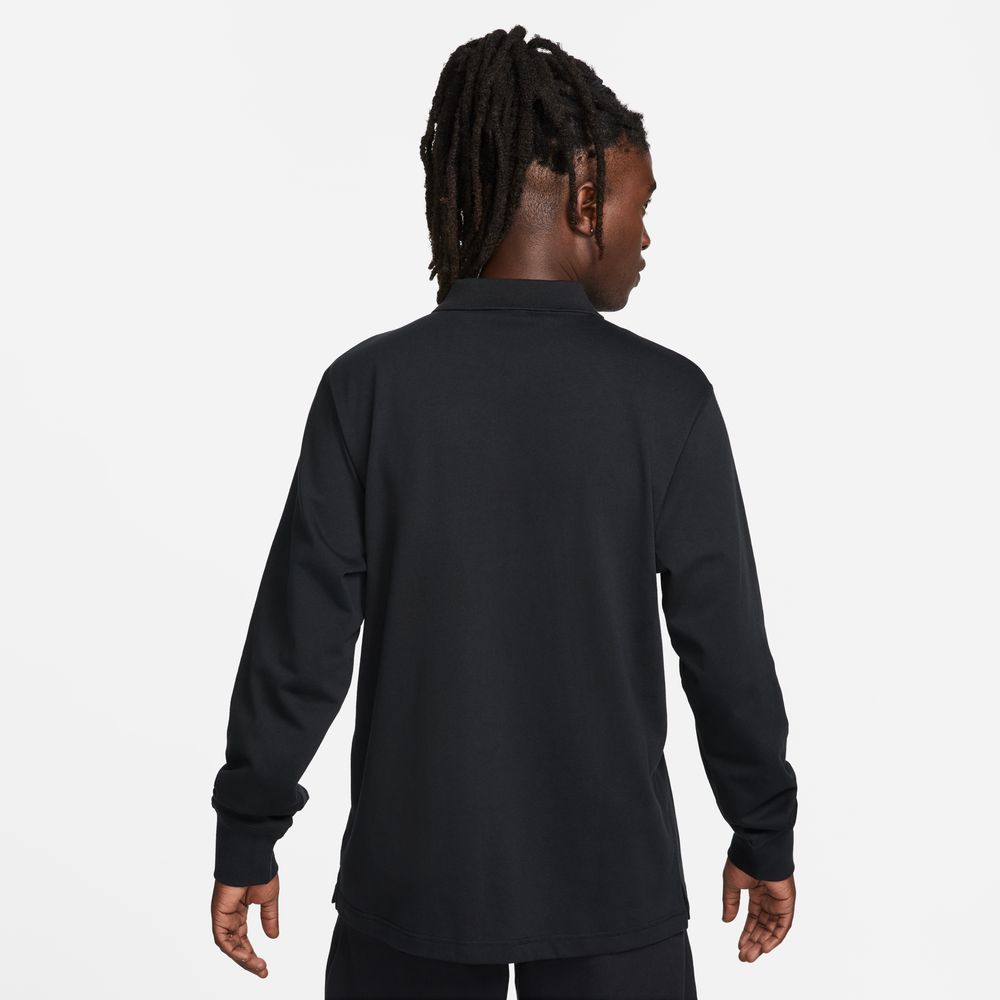 Nike Club Men's Long-Sleeve Knit Polo 'Black/White'