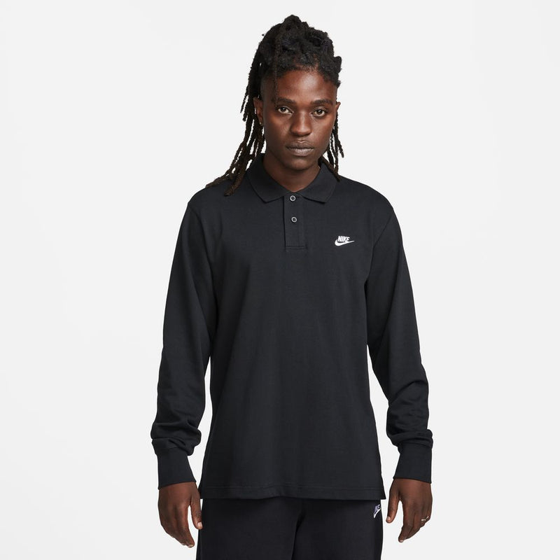 Nike Club Men's Long-Sleeve Knit Polo 'Black/White'