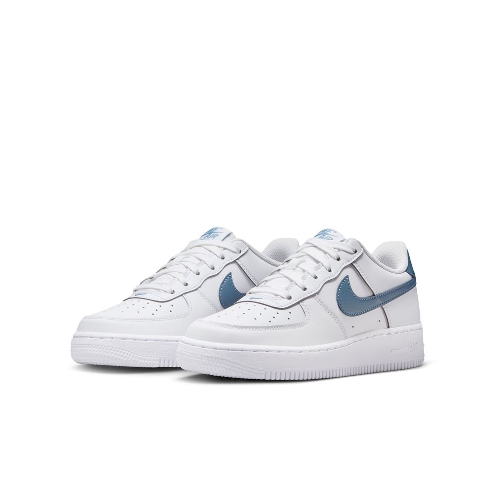 Nike Air Force 1 Big Kids' Shoes (GS) 'White/Thunderstorm/Silver'
