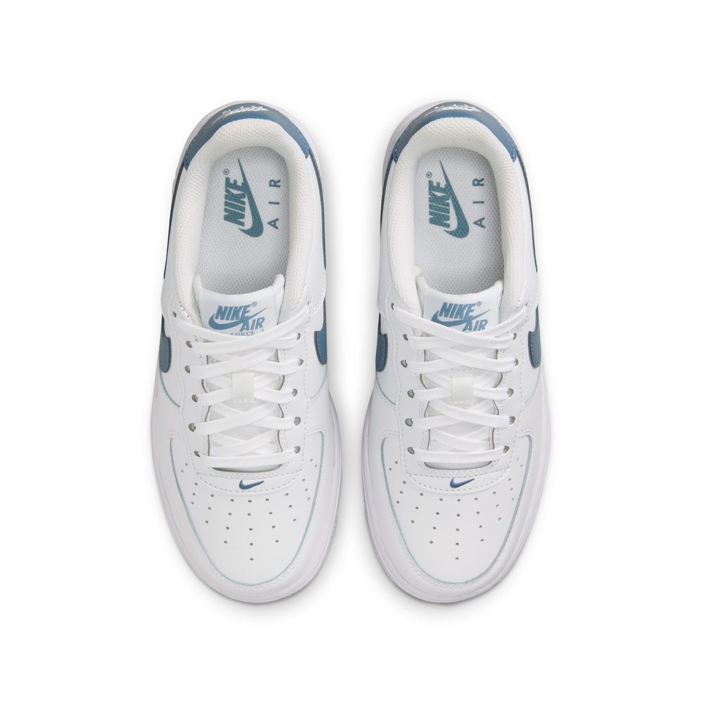 Nike Air Force 1 Big Kids' Shoes (GS) 'White/Thunderstorm/Silver'