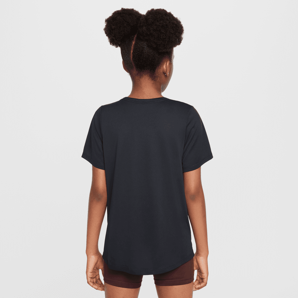 Nike One Fitted Big Kids' (Girls') Dri-FIT Short-Sleeve Top 'Black'