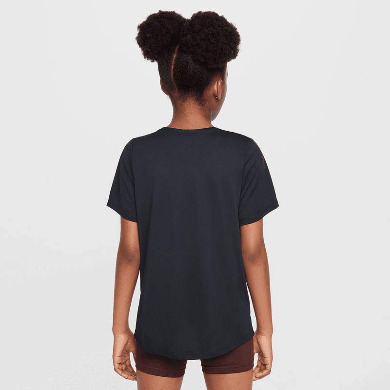 Nike One Fitted Big Kids' (Girls') Dri-FIT Short-Sleeve Top 'Black'