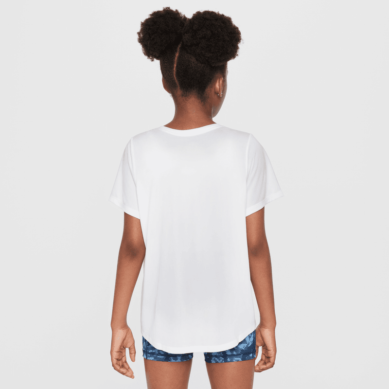 Nike One Fitted Big Kids' (Girls') Dri-FIT Short-Sleeve Top 'White'