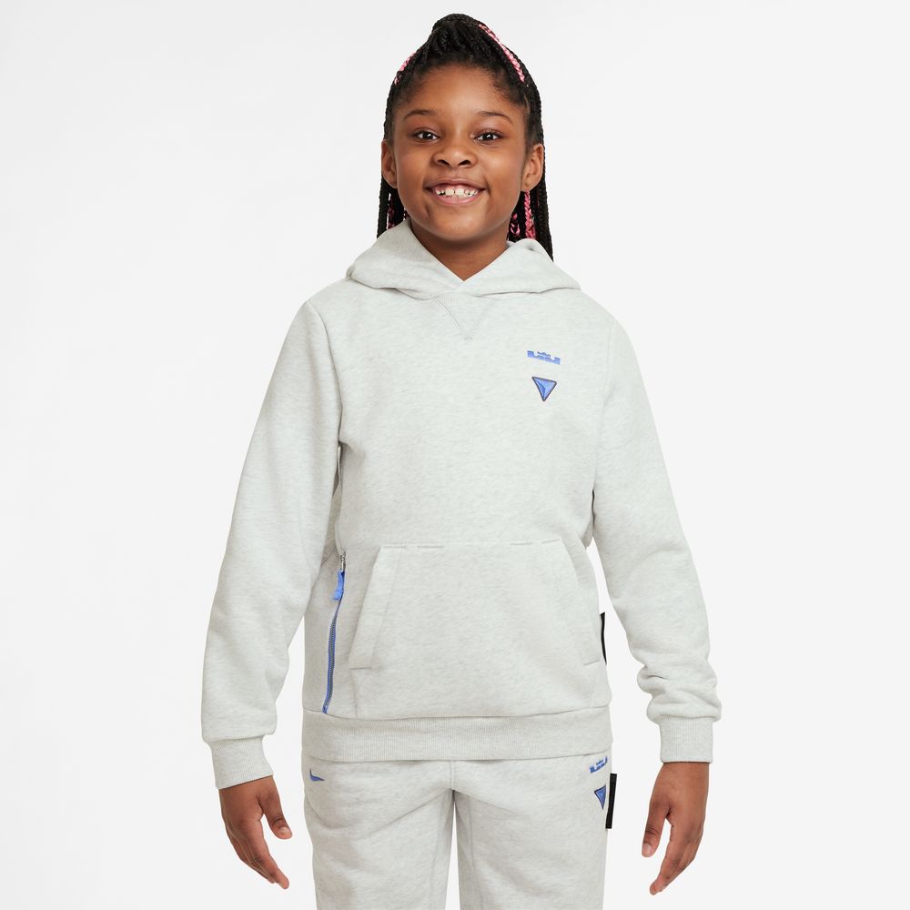 LeBron James LeBron Standard Issue Big Kids' Dri-FIT Basketball Hoodie 'Photon Dust/Blue'