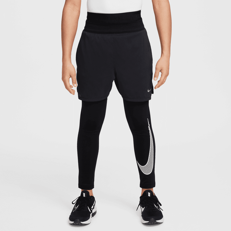 Nike Pro Warm Big Kids' (Boys') Dri-FIT Training Tights 'Black/White'