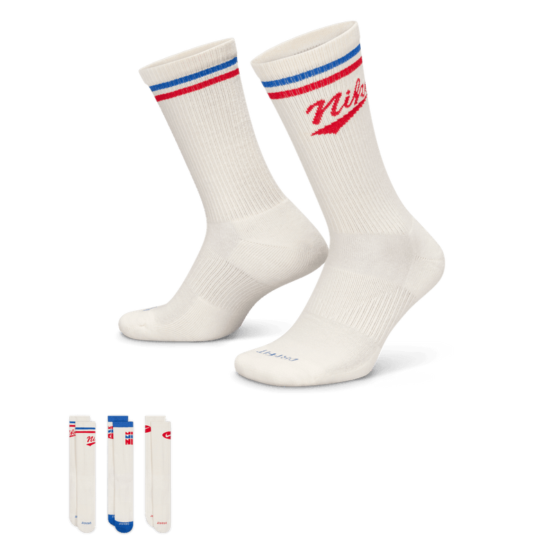 Nike Everyday Plus Crew Socks (3 Pair) 'Sail/red/Blue'