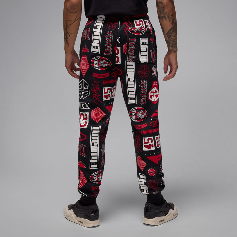 Jordan Essentials Men's Printed Fleece Pants 'Black/Red'