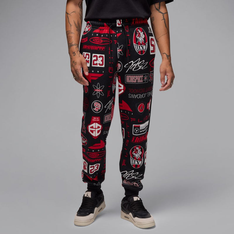 Jordan Essentials Men's Printed Fleece Pants 'Black/Red'