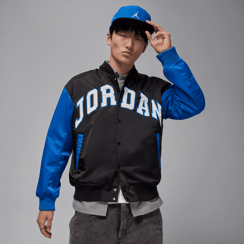 Jordan Brooklyn Men's Collegiate Varsity Jacket 'Black/Sport Blue'