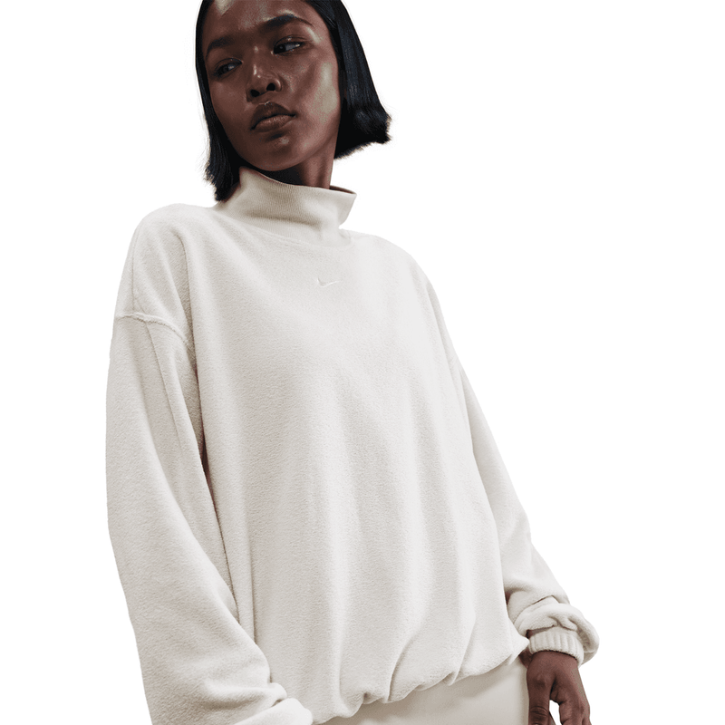 Nike Sportswear Phoenix Plush Women's Cozy Fleece Oversized Mock-Neck Top 'Light Bone'