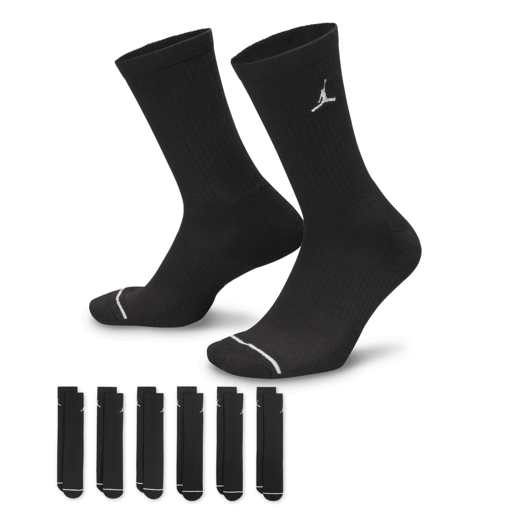 Jordan Everyday Cushioned Crew Socks (6 Pairs) 'Black/White'