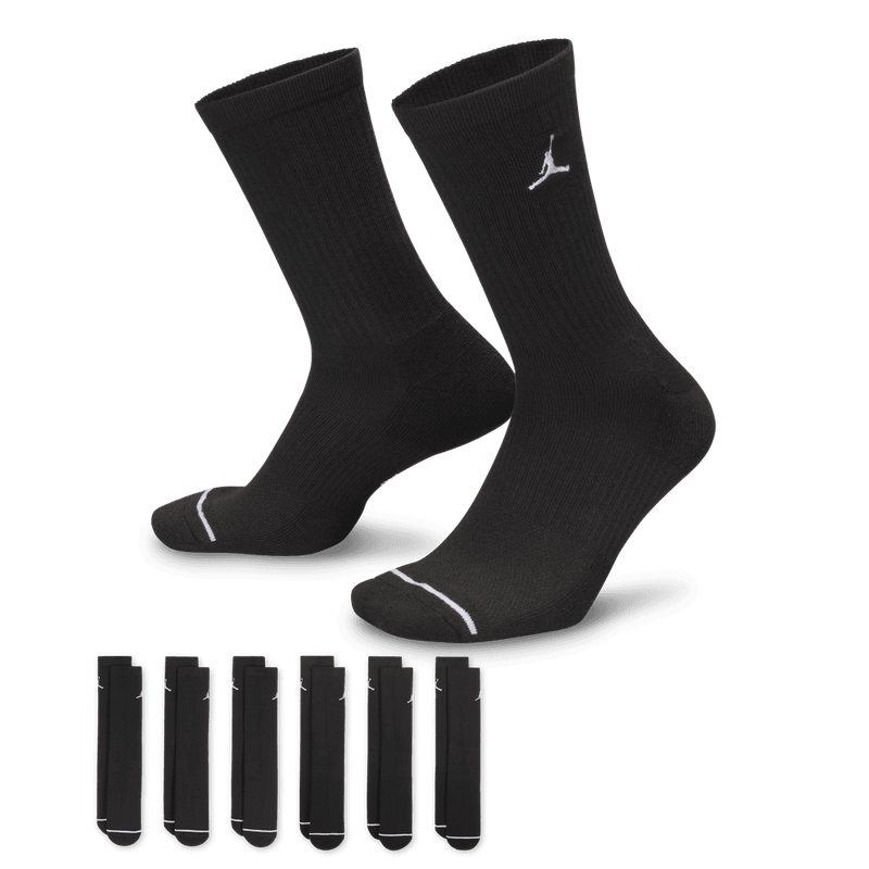Jordan Everyday Cushioned Crew Socks (6 Pairs) 'Black/White'