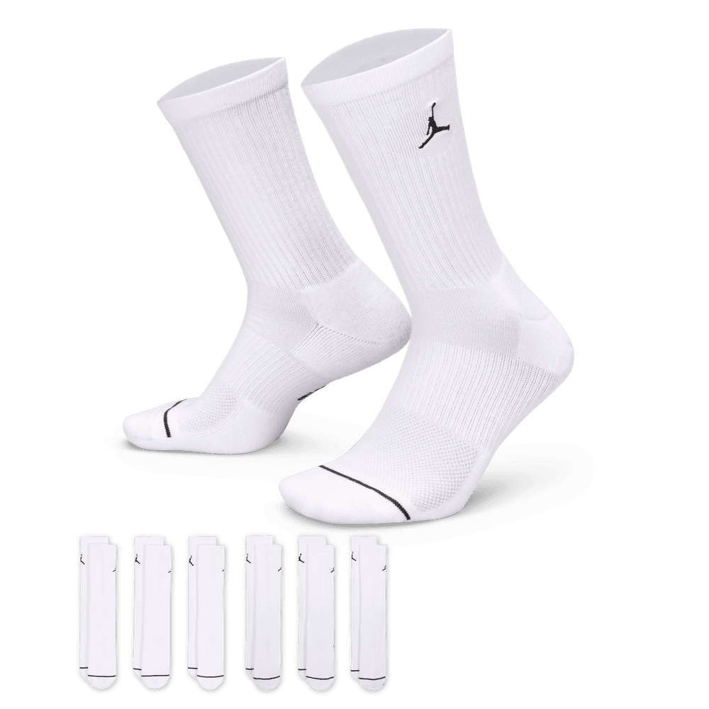 Jordan Everyday Cushioned Crew Socks (6 Pairs) 'White/Black'