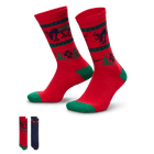 Nike Everyday Plus Cushioned Winter Wonderland Crew Socks (2 Pairs) 'Red/Navy'