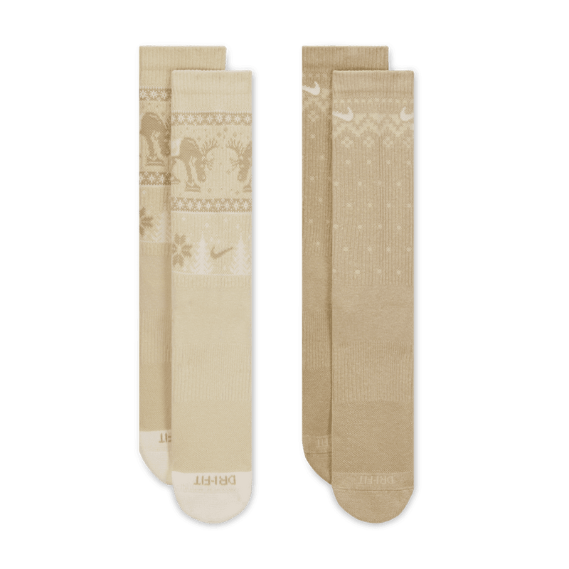 Nike Everyday Plus Cushioned Winter Wonderland Crew Socks (2 Pairs) 'Khaki/Sail'