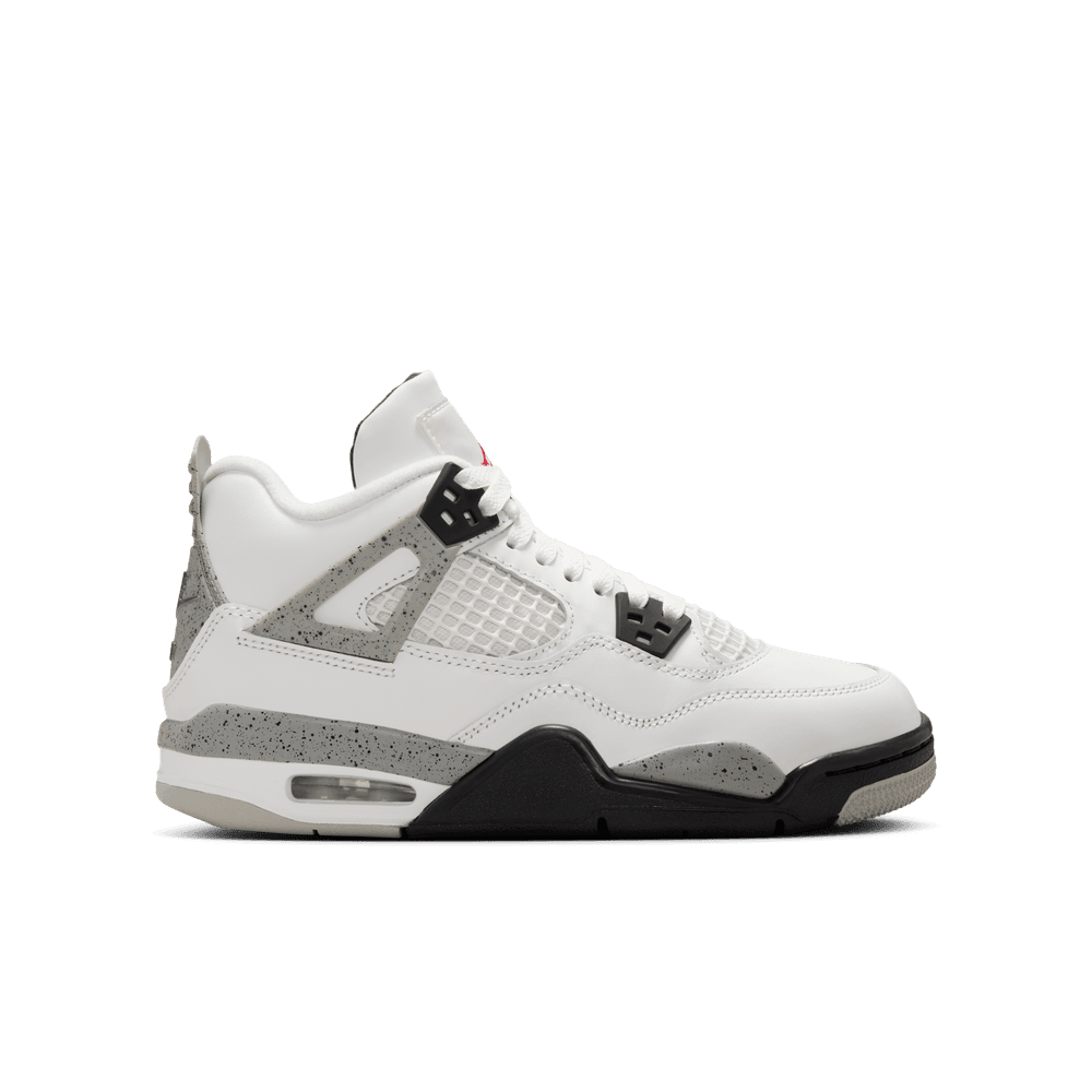 Air Jordan 4 Retro Big Kids' Shoes (GS) "White Cement" 'Summit White/Red/Cement/Grey'