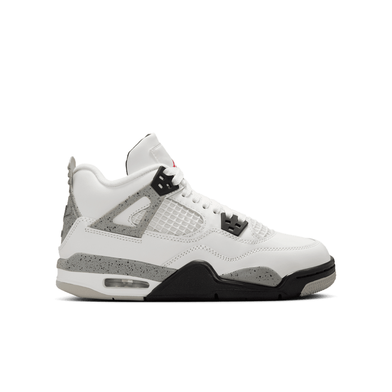 Air Jordan 4 Retro Big Kids' Shoes (GS) "White Cement" 'Summit White/Red/Cement/Grey'