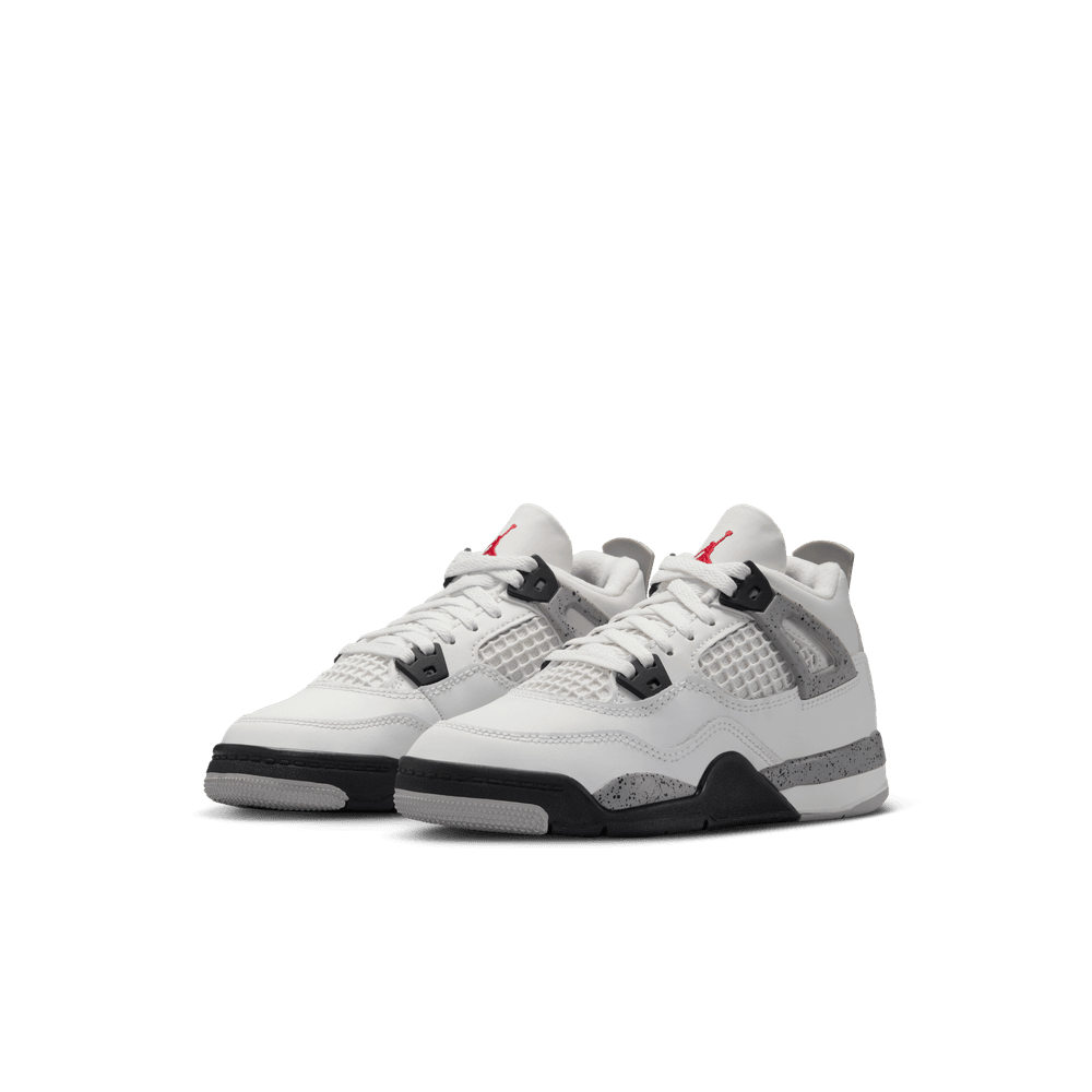 Jordan 4 Retro Little Kids' Shoes (PS) "White Cement" 'Summit White/Red/Cement Grey'