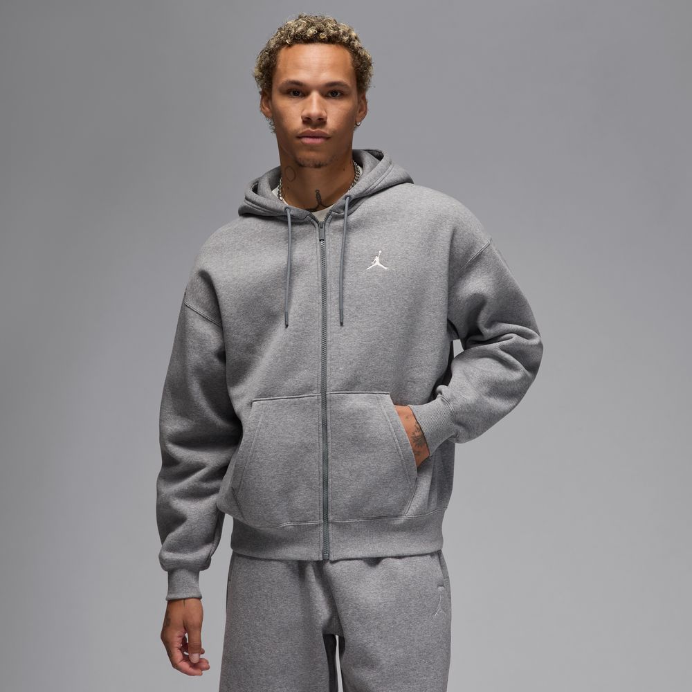 Jordan Brooklyn Fleece Men's Oversized Full-Zip Hoodie 'Carbon Heather/Sail'