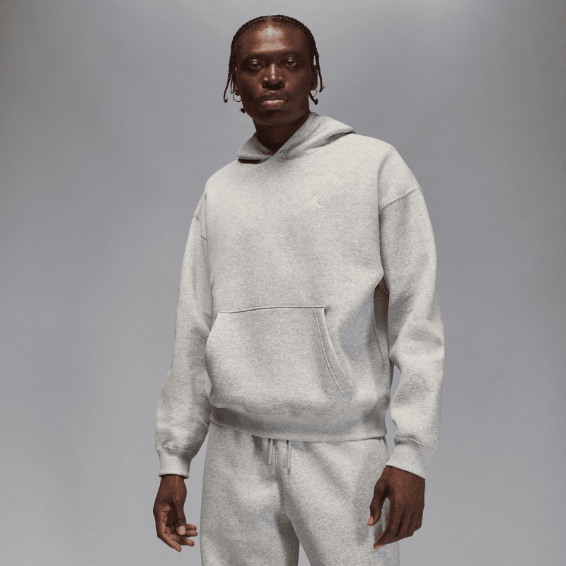 Jordan Brooklyn Fleece Men's Oversized Pullover Hoodie 'Grey Heather/White'