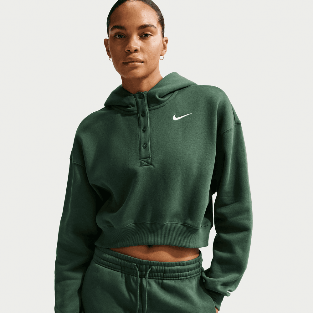 Nike Sportswear Phoenix Fleece Women's Oversized Cropped Henley Hoodie 'Green'