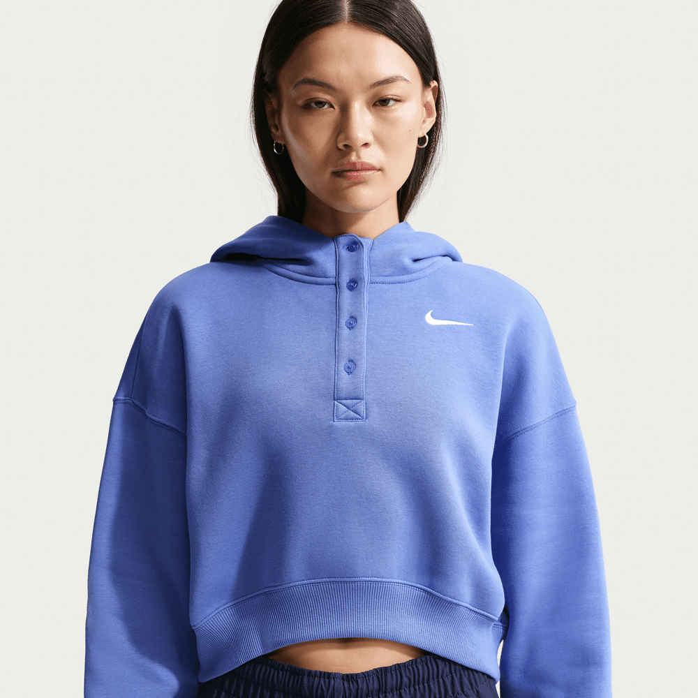 Nike Sportswear Phoenix Fleece Women's Oversized Cropped Henley Hoodie 'Medium Blue'