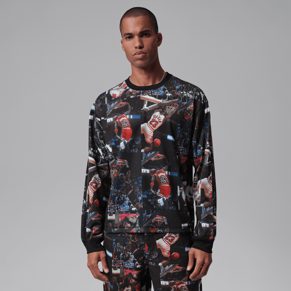 Jordan Flight Men's Printed Long-Sleeve Jersey 'Black'